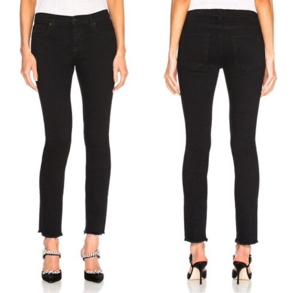 Nili Lotan Women’s Skinny Jeans Mid Rise Raw Frayed Hem in Noir Wash Size 26 - Picture 1 of 15